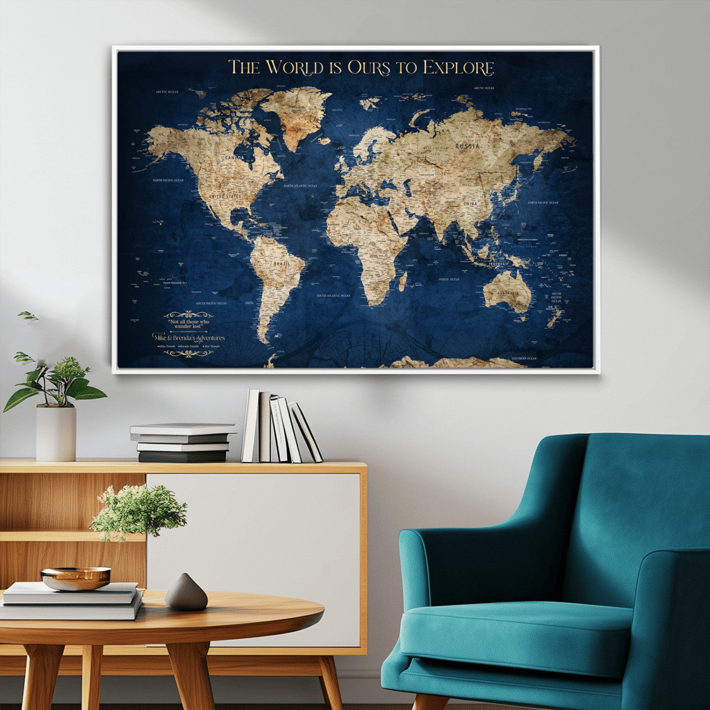 10181149-MGV-CV-36X24-Framed Push Pin World Travel Map – Canvas Wall Print of Where I’ve Been, Old-Style Adventure Map with Pins for Tracking Trips - H2-3