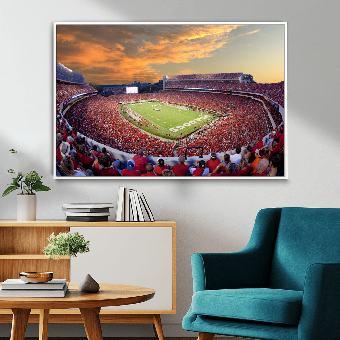 73680988-MGV-CV-36X24-Dooley Stadium Wall Art Print, Sports Arena Canvas Wall Art, Dooley Field at Sanford Stadium Canvas Print, Modern Athletic Field Art Printing