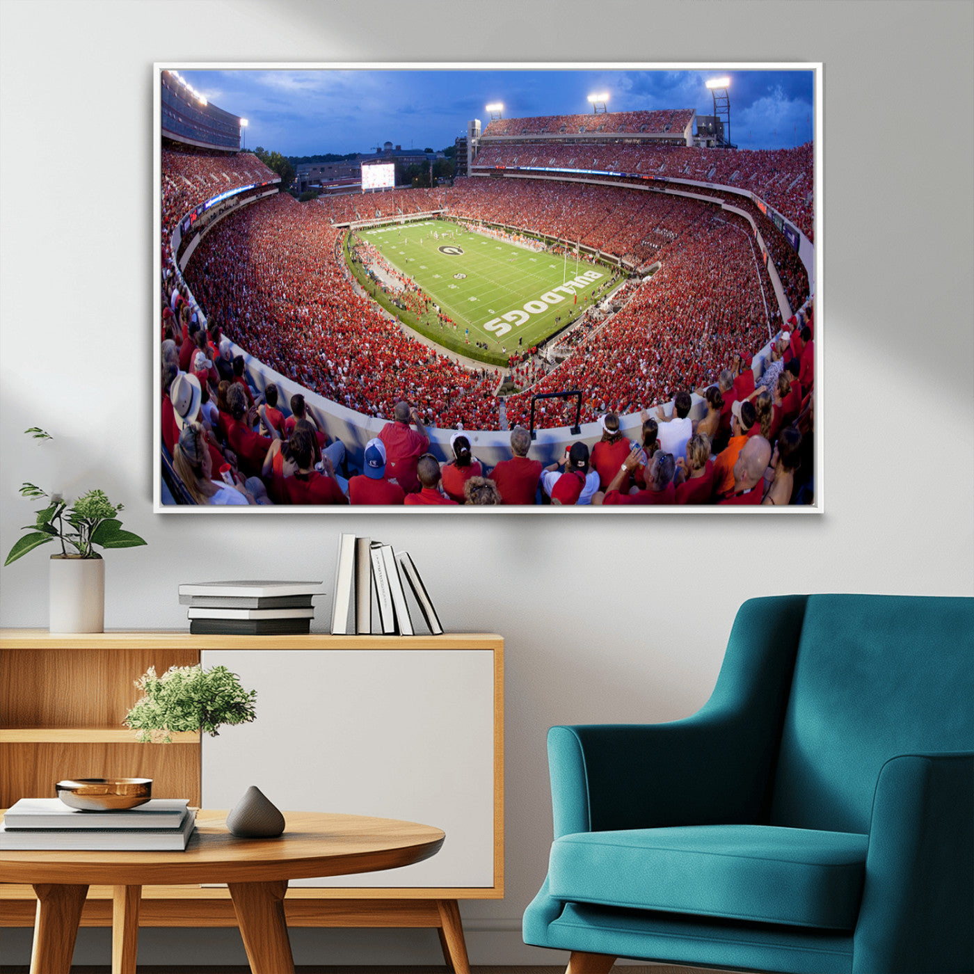 10244378-MGV-CV-36X24-Dooley Stadium Wall Art Print, Sports Arena Canvas Wall Art, Dooley Field at Sanford Stadium Canvas Print, Modern Athletic Field Art Printing