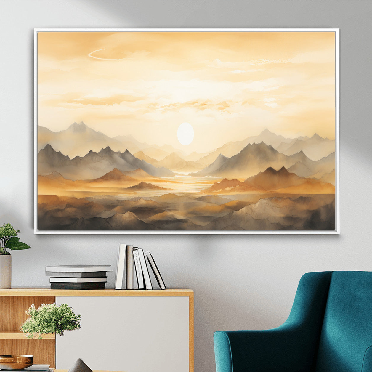 Nihat1-29-MGV-CV-36X24-Sepia Color Abstract Mountain Wall Art Canvas Print