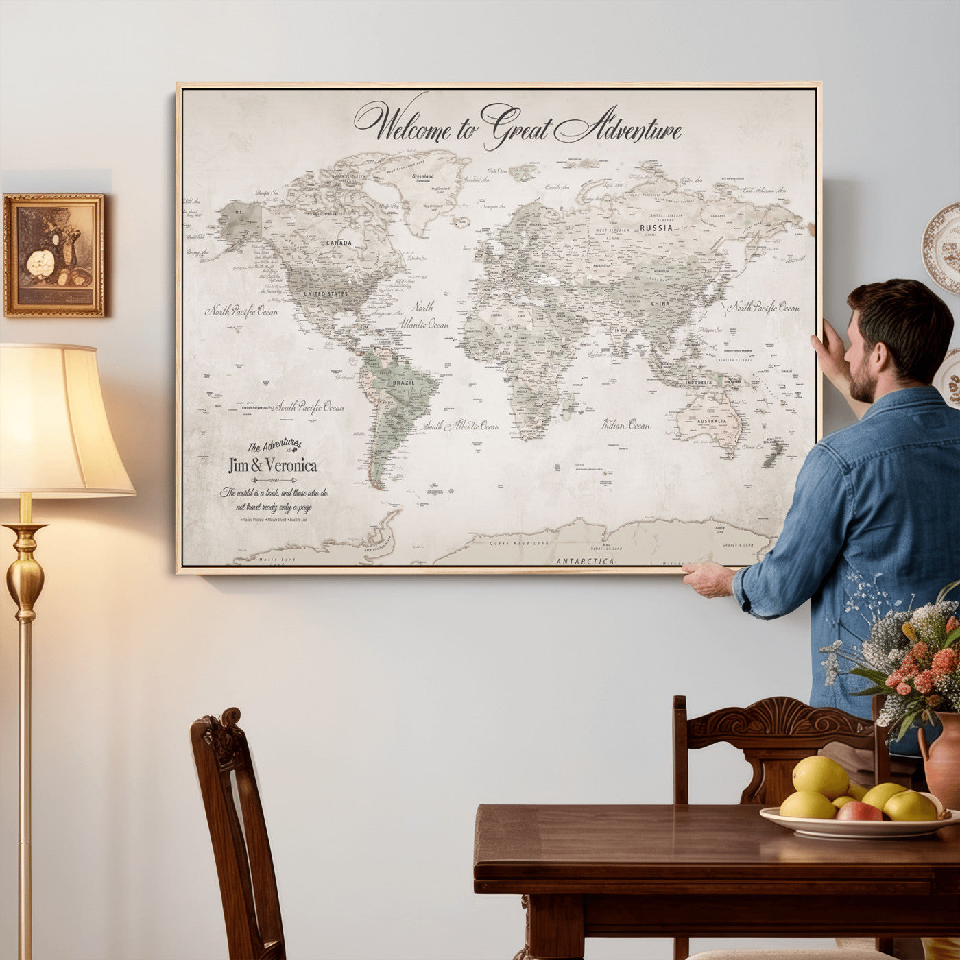19217574-MGV-FC-36X24 - Personalized Push Pin World Map Wall Art Canvas Print with Pins – Customize  Travel Tracker Map for Home and Office Décor