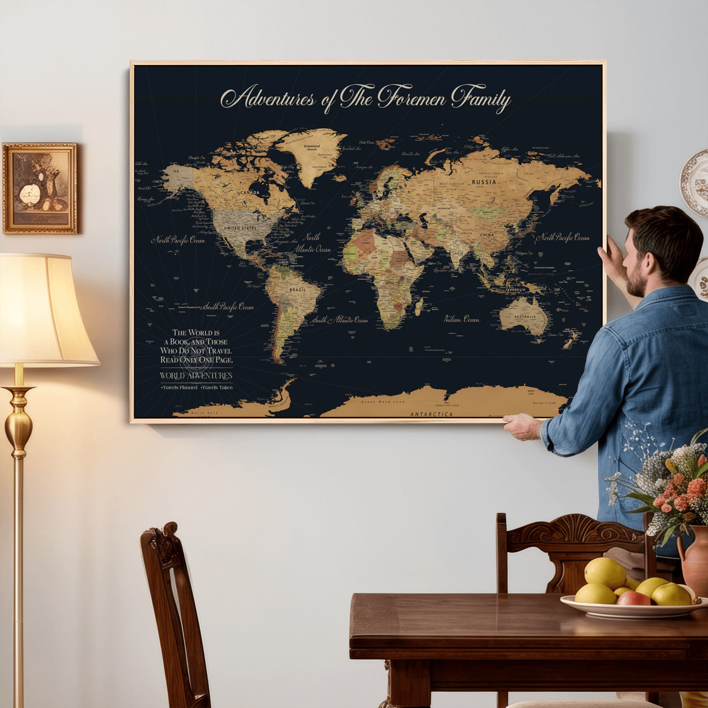 79740262-MGV-FC-36X24 - Personalized Push Pin World Map Wall Art Canvas Print with Pins – Customize  Travel Tracker Map for Home and Office Décor
