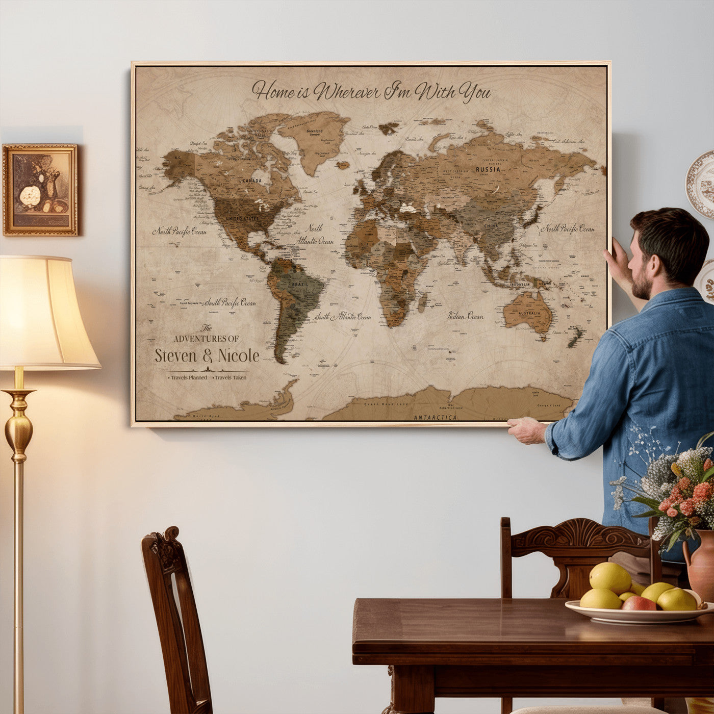 16491190-MGV-FC-36X24 - Personalized Push Pin World Map Wall Art Canvas Print with Pins – Customize  Travel Tracker Map for Home and Office Décor