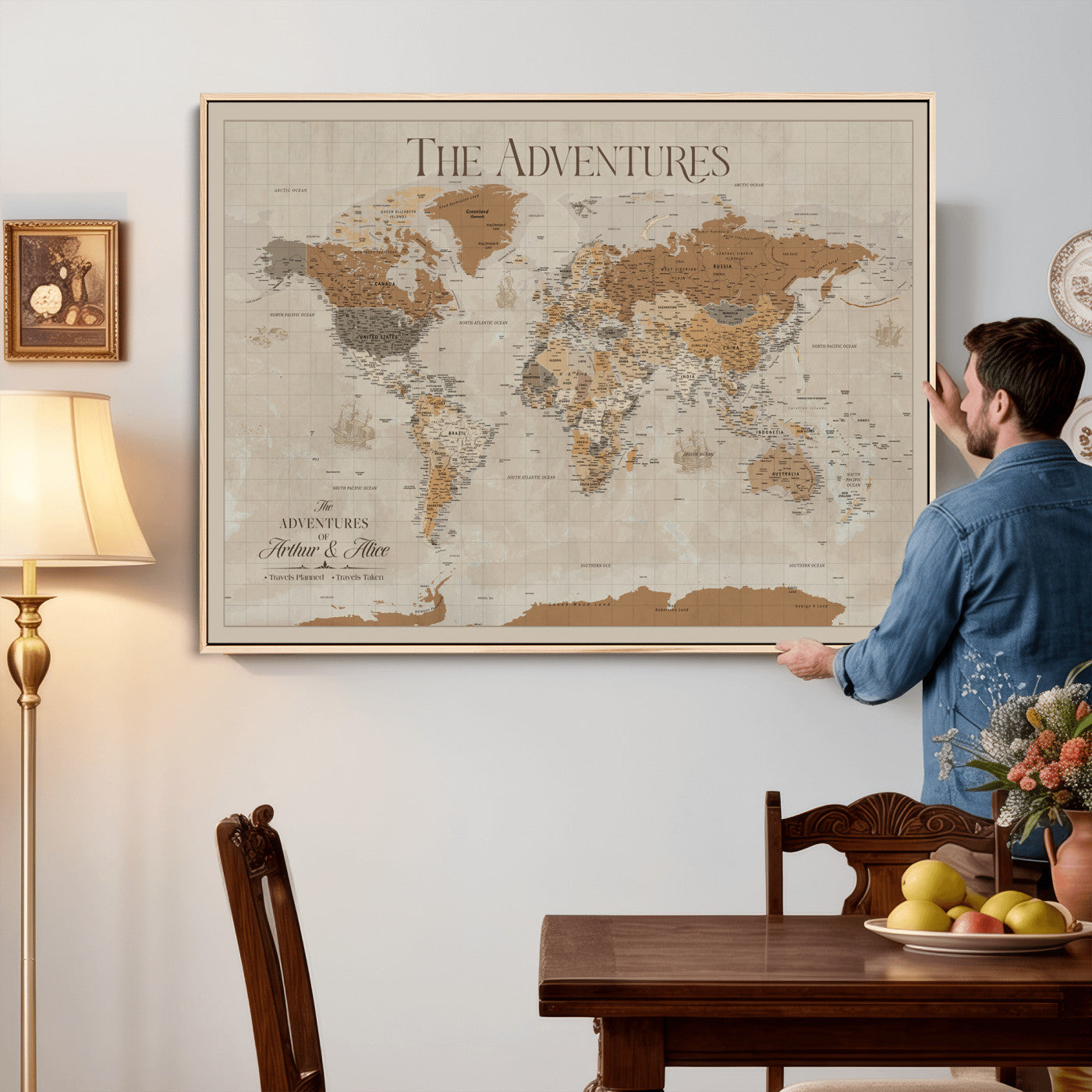 57738274-MGV-CV-36X24 - Custom Push Pin World Map Wall Art Canvas Print – Personalized Travel Tracker - NEWMAP-10