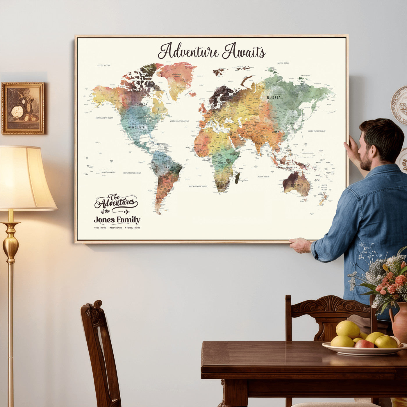 73360781-MGV-CV-36X24 - Custom Push Pin World Map Wall Art Canvas Print – Personalized Travel Tracker - NEWMAP-7