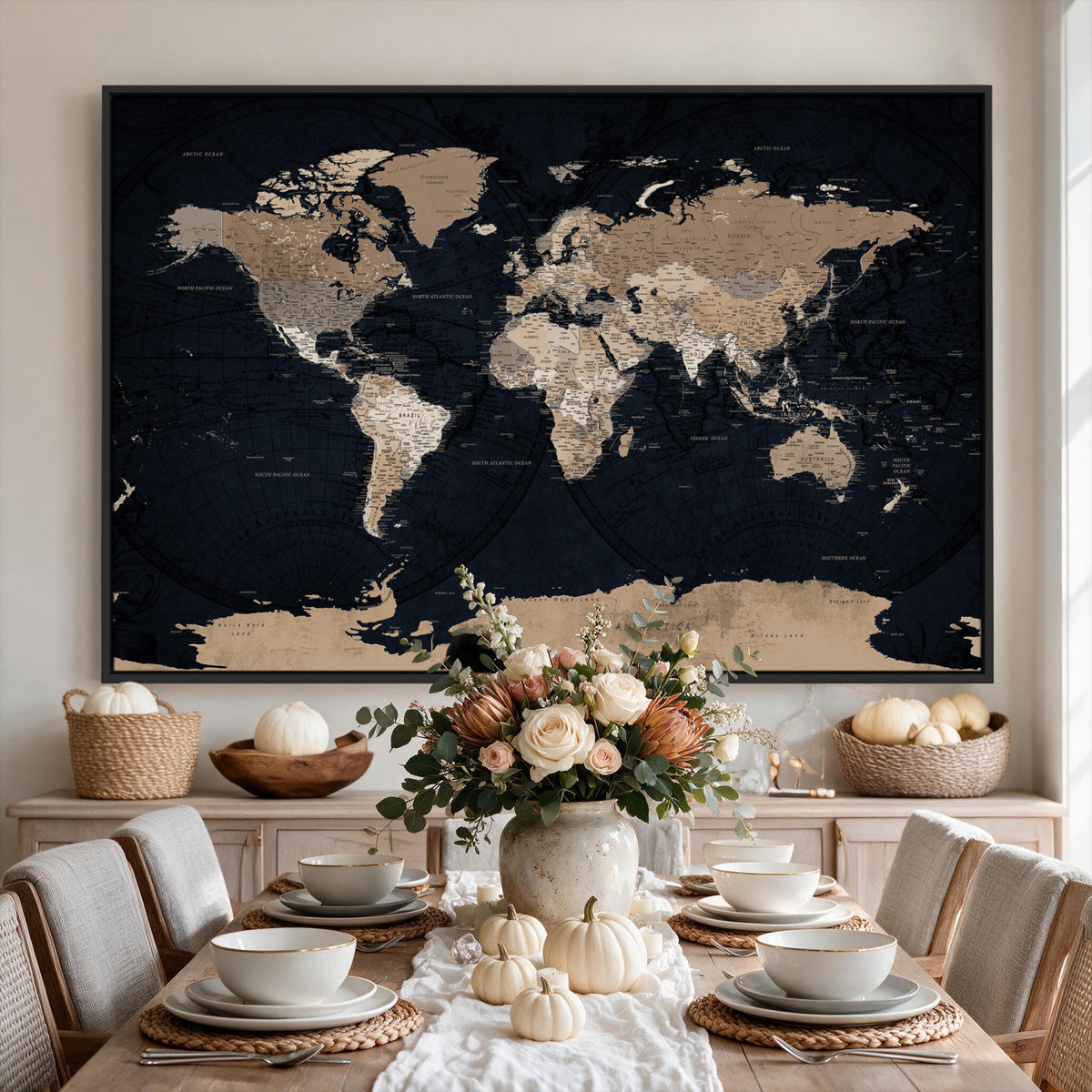 25812727-MGV-CV-36X24 - Grunge Wall Art World Map Canvas Print