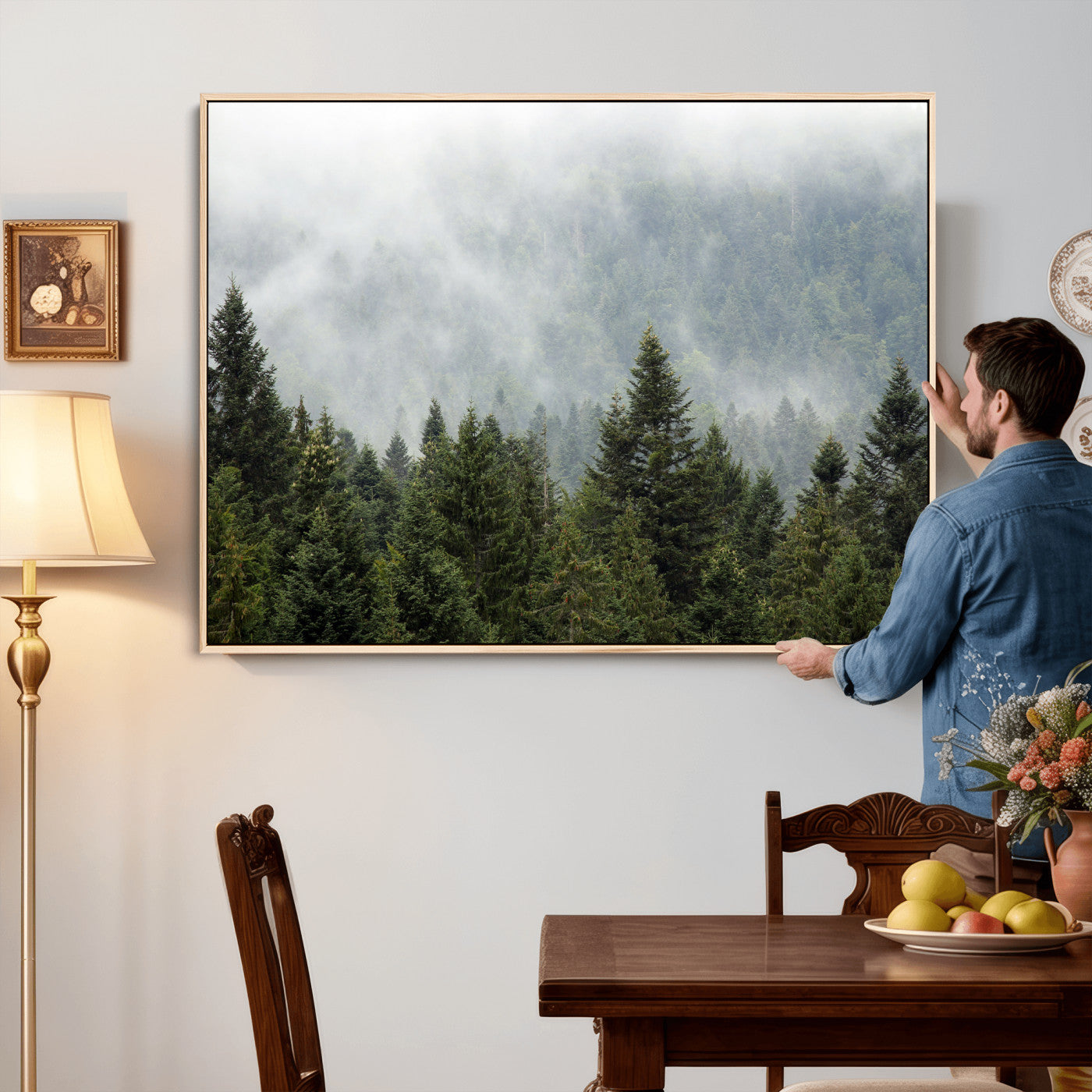 37010054-MGV-CV-36X24 - Misty Mountain Forest Wall Art Canvas Print