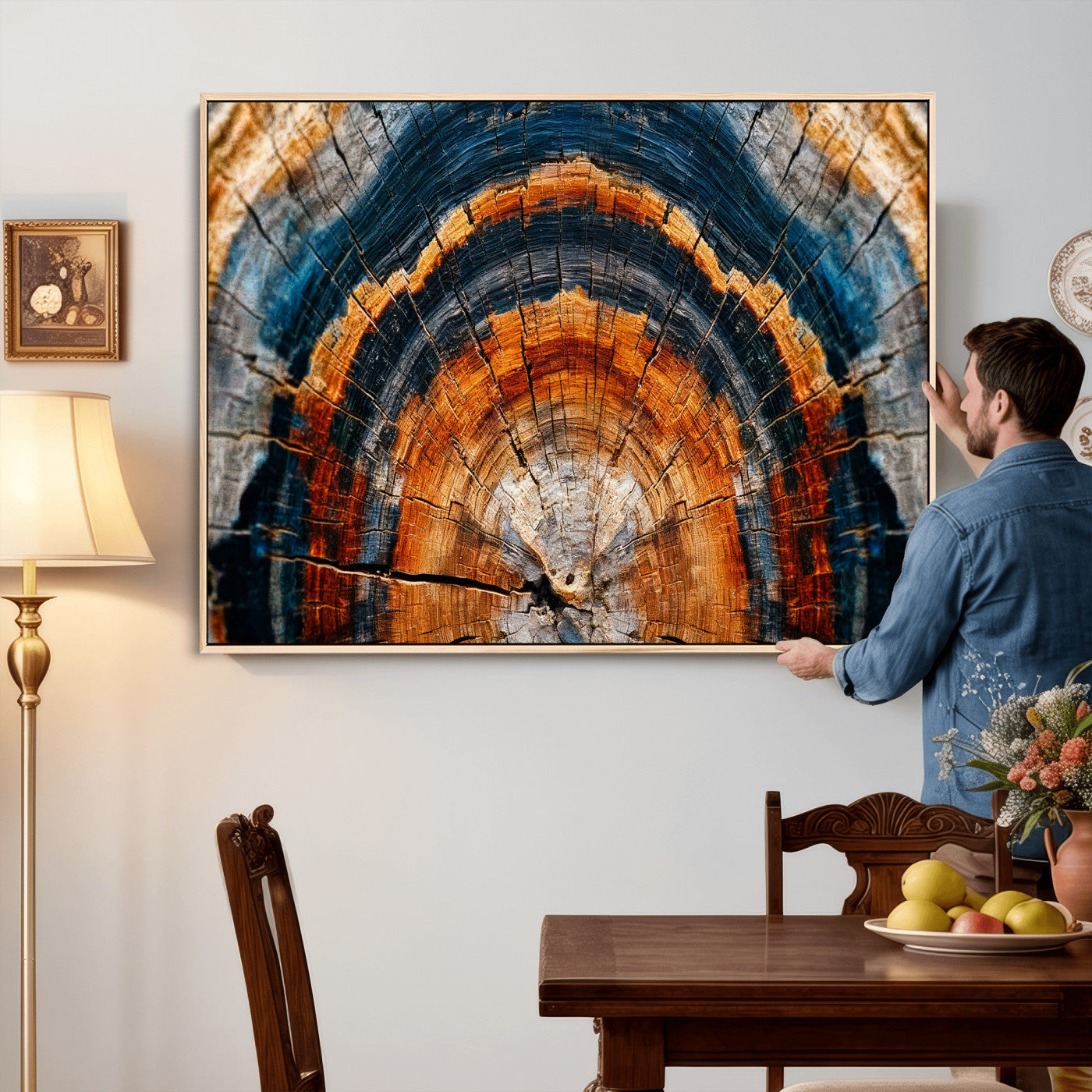 92693966N-MGV-CV-36X24 - Abstract Wood Grain Canvas Print, Tree Ring Pattern Wall Art, Framed Canvas Ready to Hang