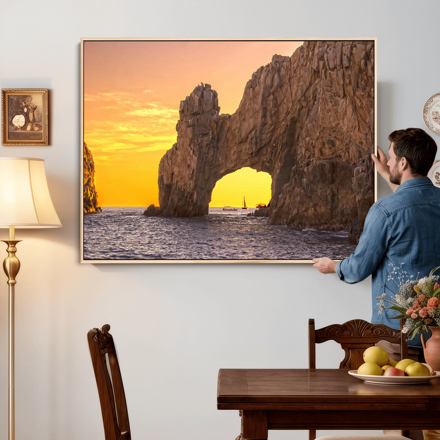 66414515-MGV-CV-36X24 - El Arco Cabo San Lucas Ocean Arch Wall Art Canvas Print, Baja California Rock Arch Seascape Canvas Print, Mexico Coastal Landmark Scenic Art Printing