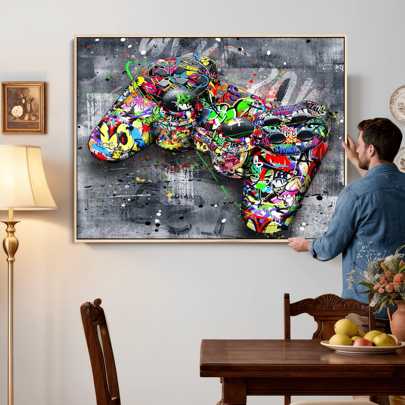 42929610-MGV-CV-36X24 - Graffiti Canvas Wall-Art For Bedroom - Gaming Wall Art For Teen Boys - Abstract Painting Pop Art Modern Home Wall Decor Ready to Hang