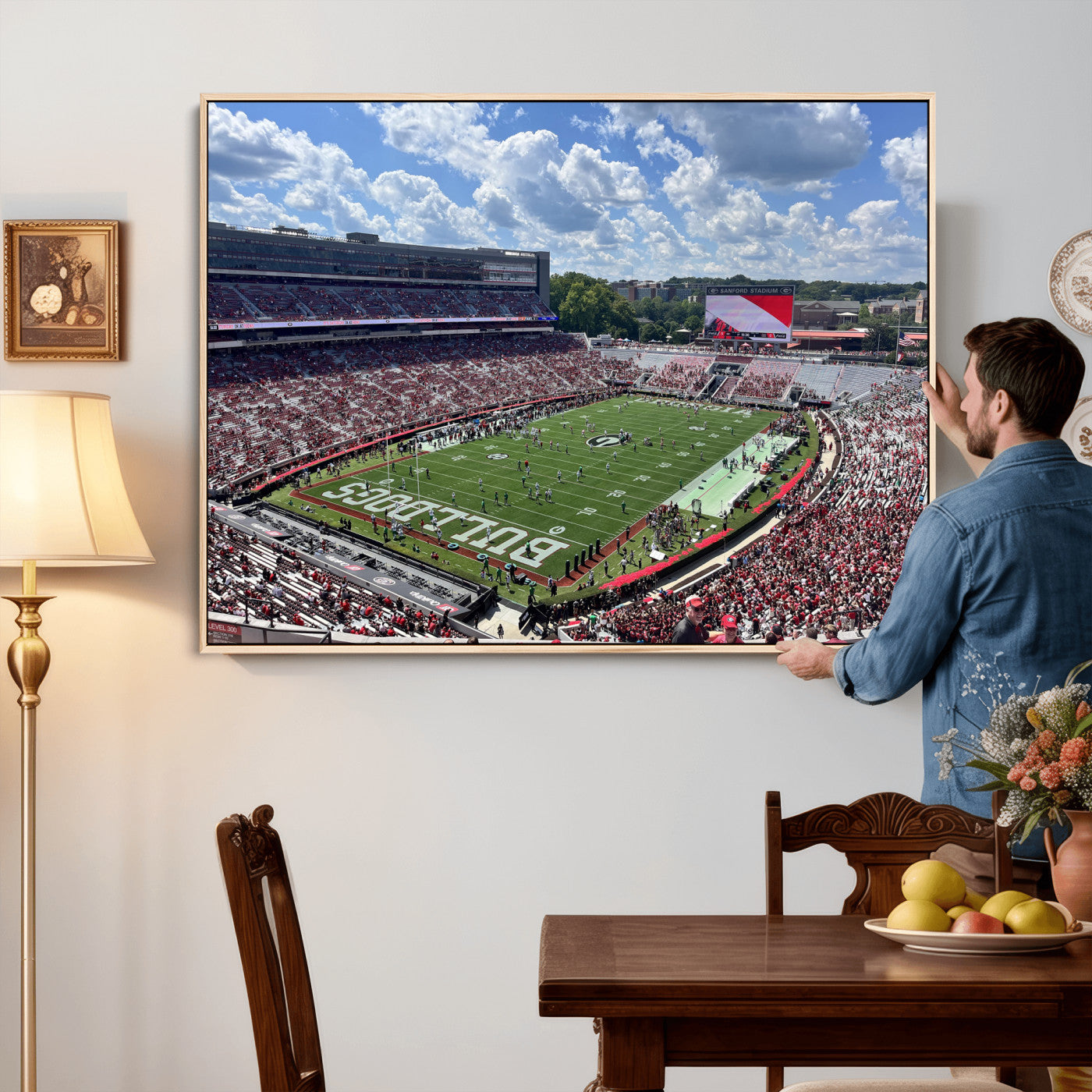 10665453-MGV-CV-36X24 - Georgia Bulldogs Stadium Wall Art Canvas Print, Sanford Stadium Football Field Panorama, College Football Game Day Wall Decor