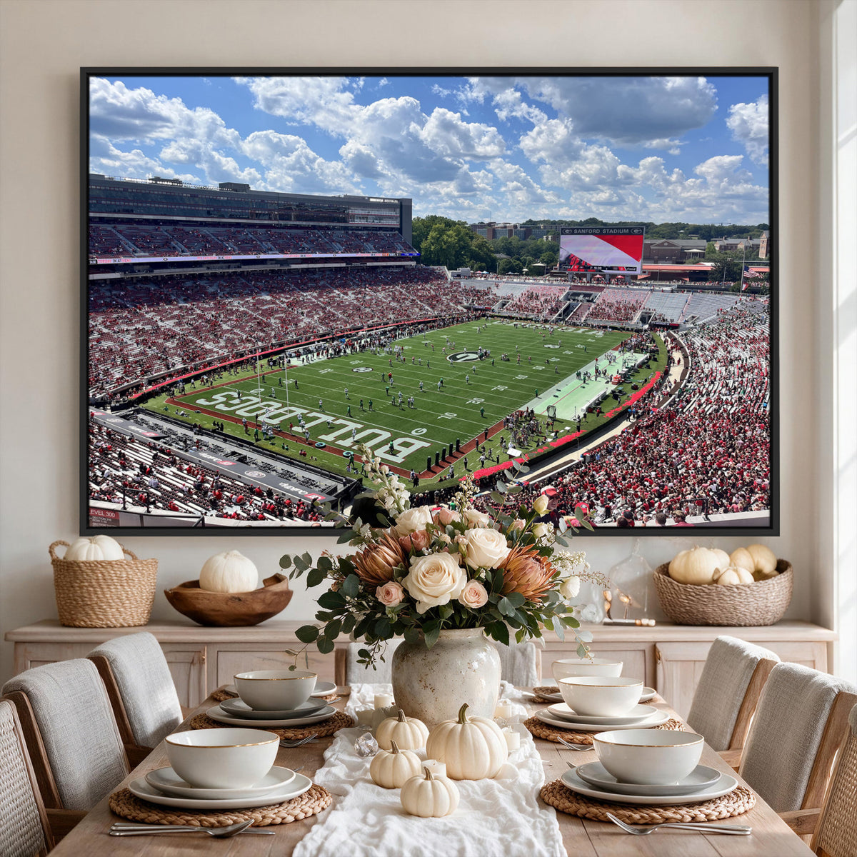 10665453-MGV-CV-36X24 - Georgia Bulldogs Stadium Wall Art Canvas Print, Sanford, Framed and Ready to Hang