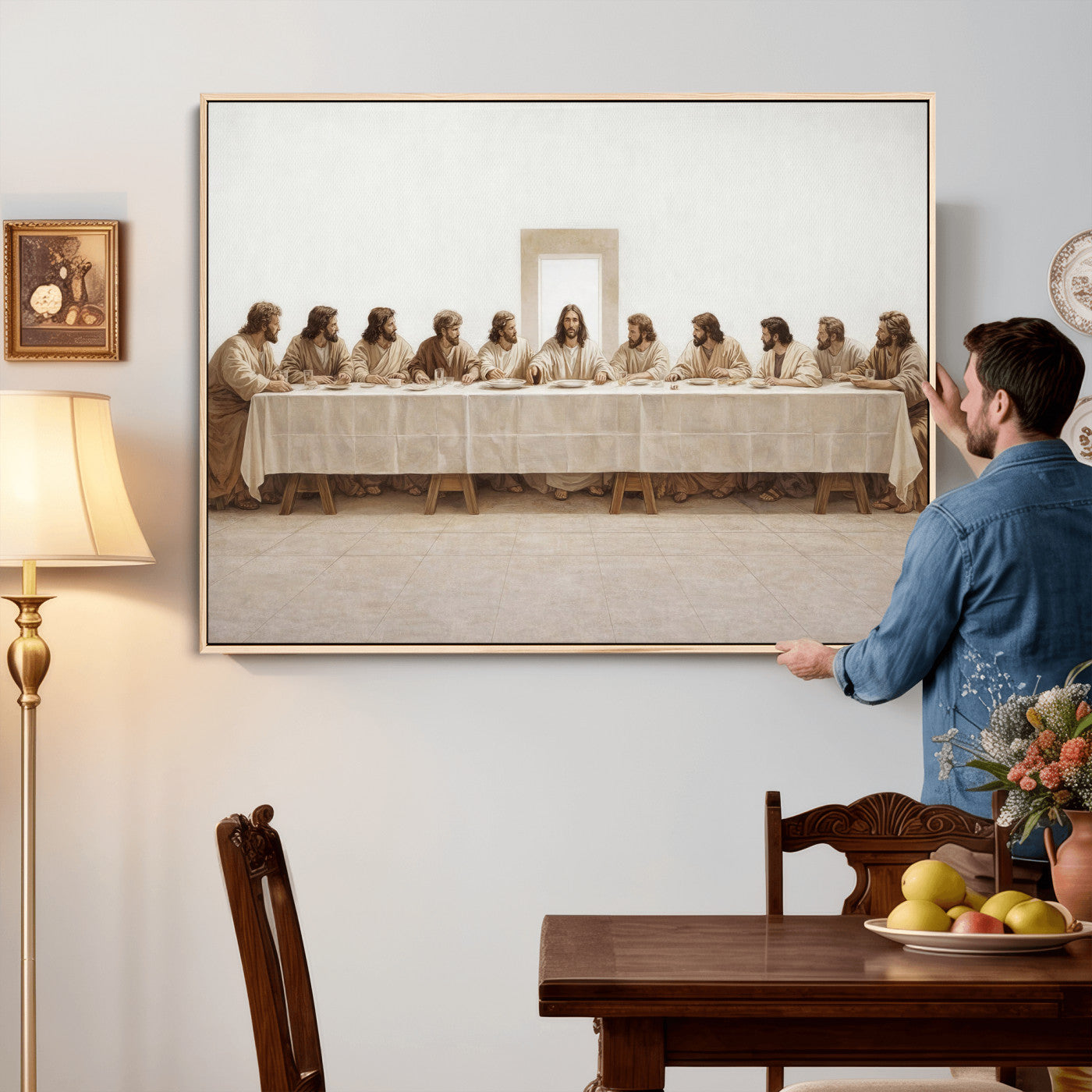 76380069-MGV-CV-36X24 - The Last Supper Wall Art Canvas Print, Jesus Christ Biblical Scene Canvas Print, Christian Religious Artwork for Church Living Room Decor
