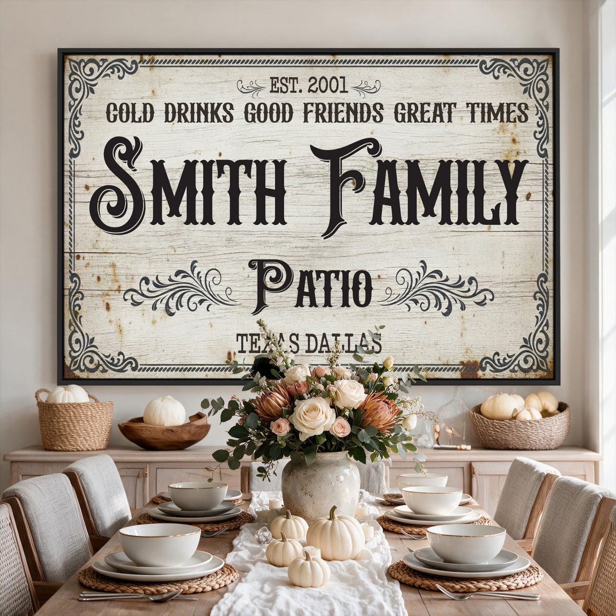 82858529-MGV-CV-36X24 - Custom Family Patio Sign Wall Art Canvas Print, Personalized Rustic Backyard Decor