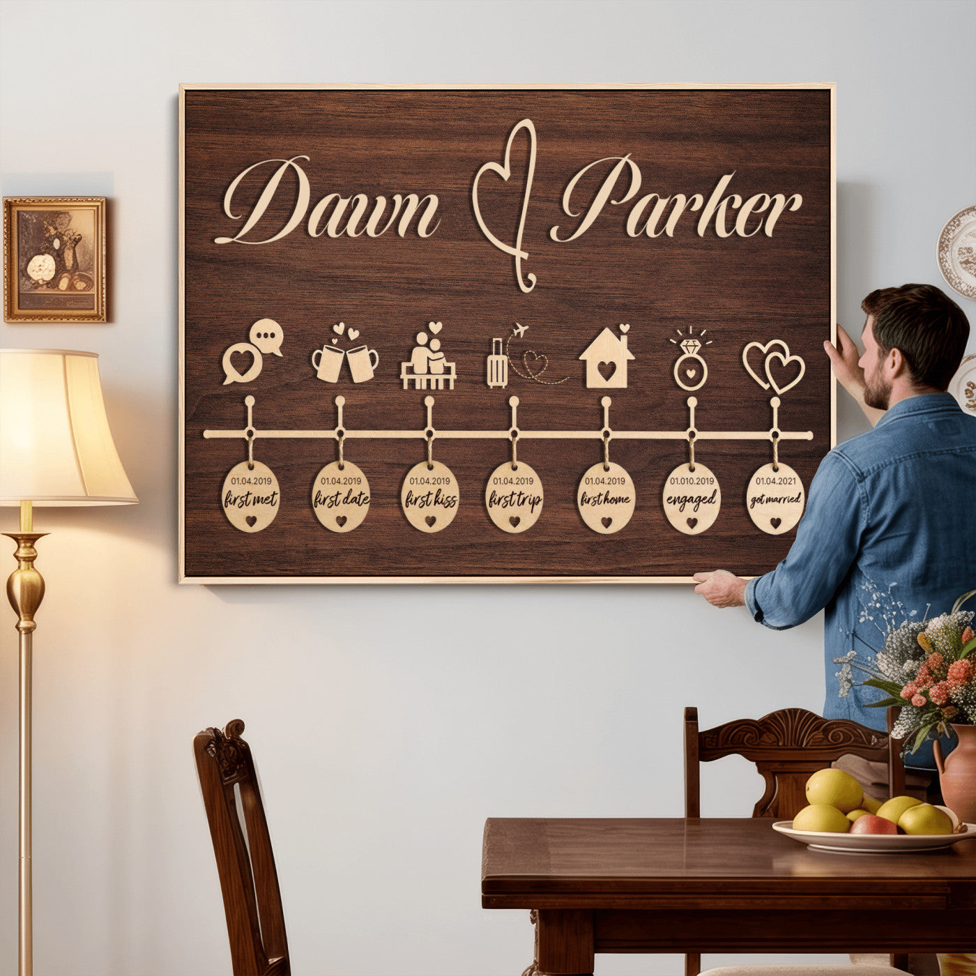 17885538-MGV-CV-36X24 - Wedding Guest Book Alternative Wall Art Canvas Print, Personalized Wedding Signature Poster, Custom Couple Photo Guestbook Canvas