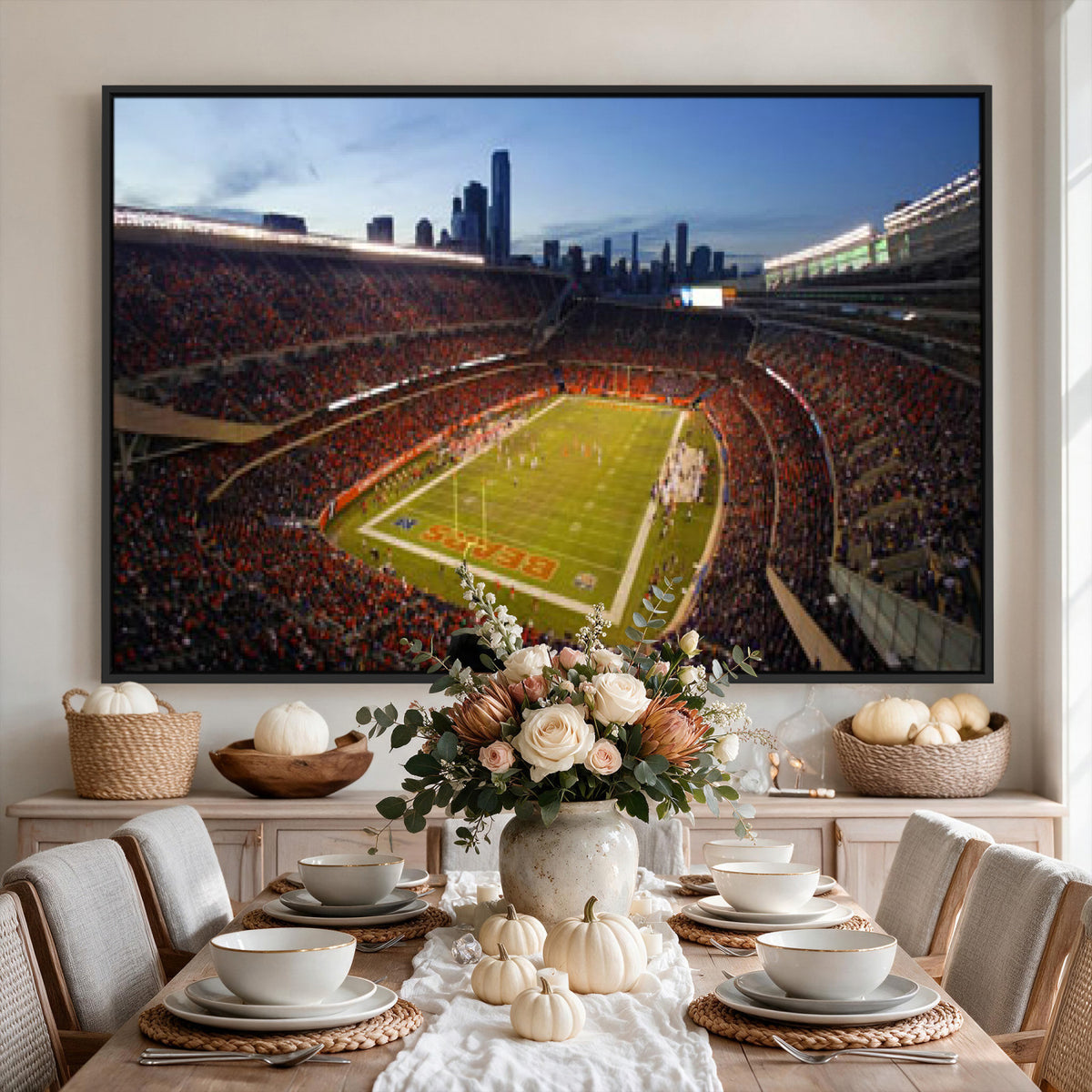 50691720-MGV-CV-36X24 - Chicago Bears Soldier Field Canvas Wall Art, NFL Stadium Panorama Print, Football Arena Photography for Sports Fans