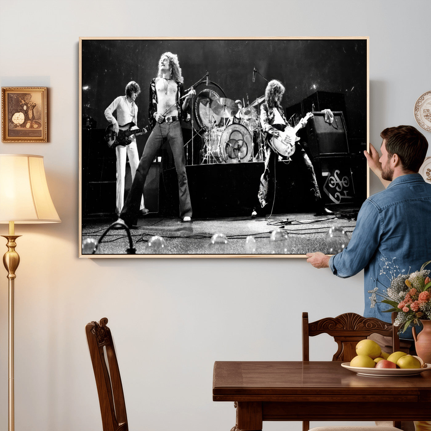 87313532-MGV-CV-36X24 - ed Zeppelin Live Concert Canvas Wall Art, Classic Rock Band Photography Print, Vintage Music Stage Performance Artwork