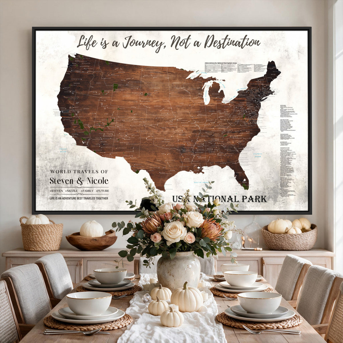 24049800-MGV-CV-36X24 - Personalized USA National Park Push Pin Travel Map Canvas Print