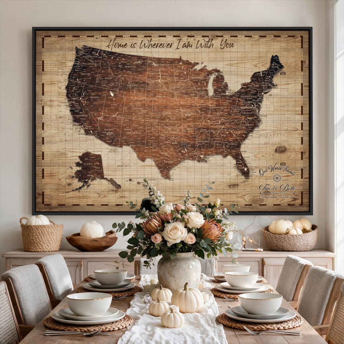 19102499U-MGV-CV-36X24 - Personalized USA Push Pin Travel Map Canvas for Adventure Wall Decor