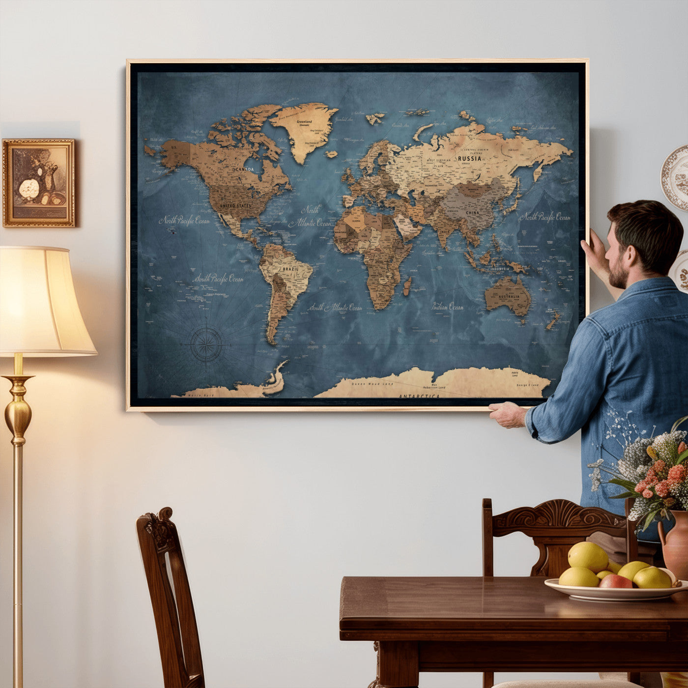 45826339-MGV-CV-36X24 - World Map Canvas Wall Art Canvas Print