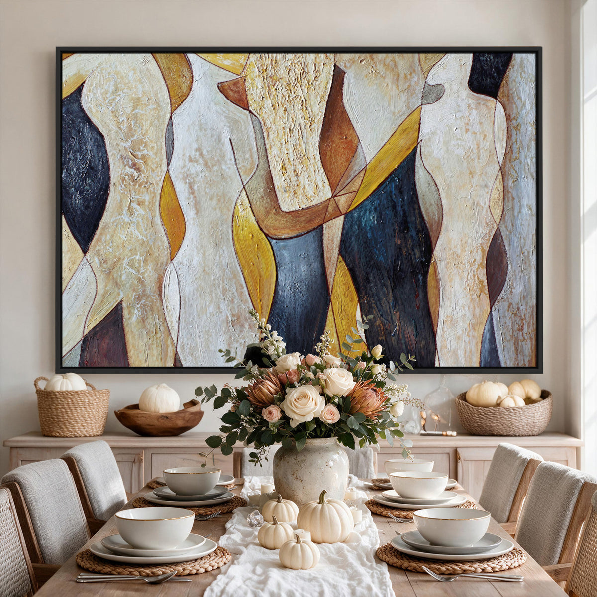 96079939-MGV-CV-36X24 - Mid Century Modern Figurative Canvas Wall Art Abstract Cubist Painting Print