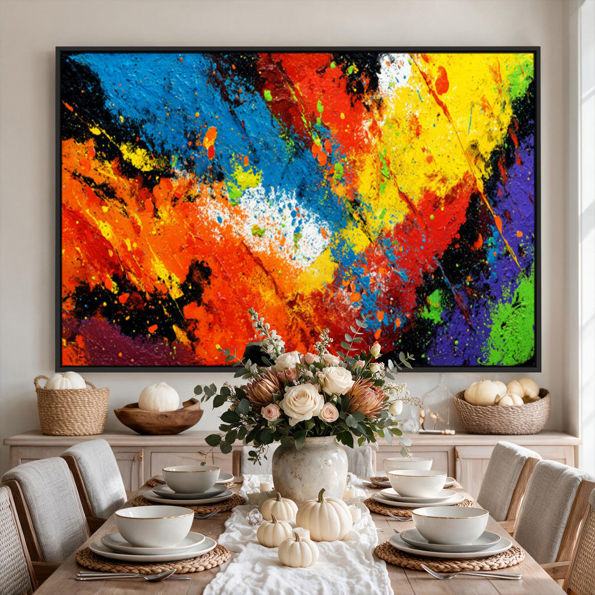 74888753-MGV-CV-36X24 - Vibrant Blue Abstract Canvas Wall Art Colorful Painterly Oil Painting Style Print