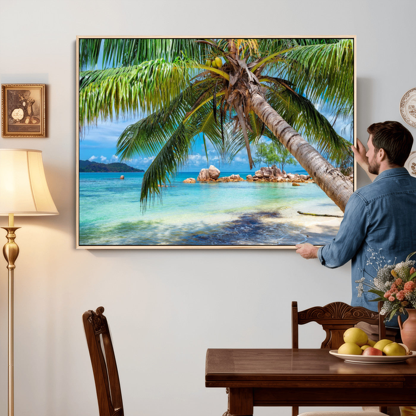 86824715-MGV-CV-36X24 - Seychelles Beach Canvas Wall Art - Anse Volbert Praslin Island Print