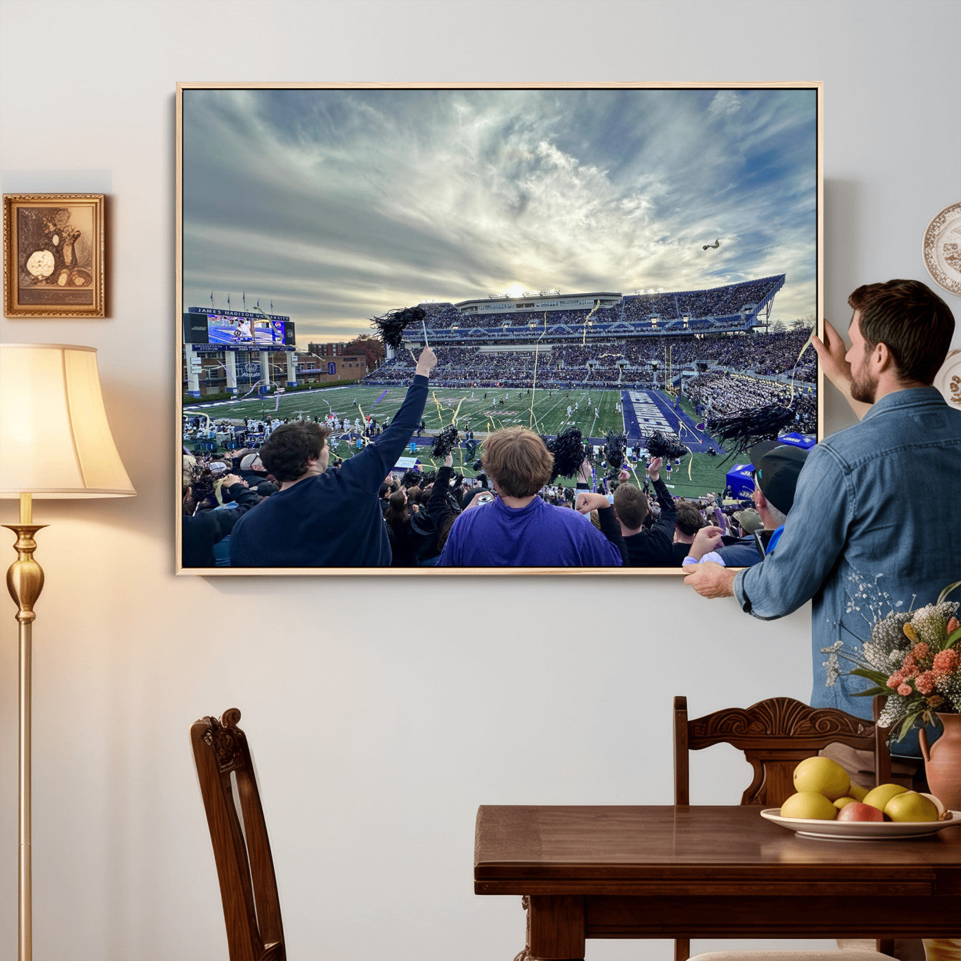 400867JMU-MGV-CV-36X24 - JMU Stadium Wall Art Canvas Print for Game Room Decor - James Madison University Stadium