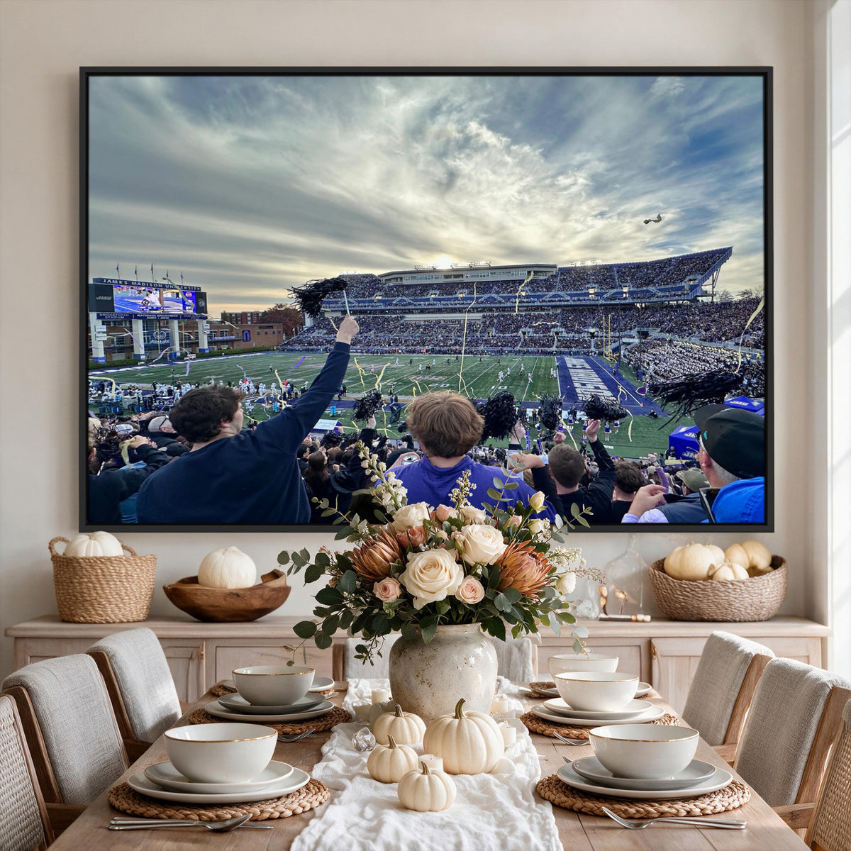 400867JMU-MGV-CV-36X24 - JMU Stadium Wall Art Canvas Print for Game Room Decor - James Madison University Stadium