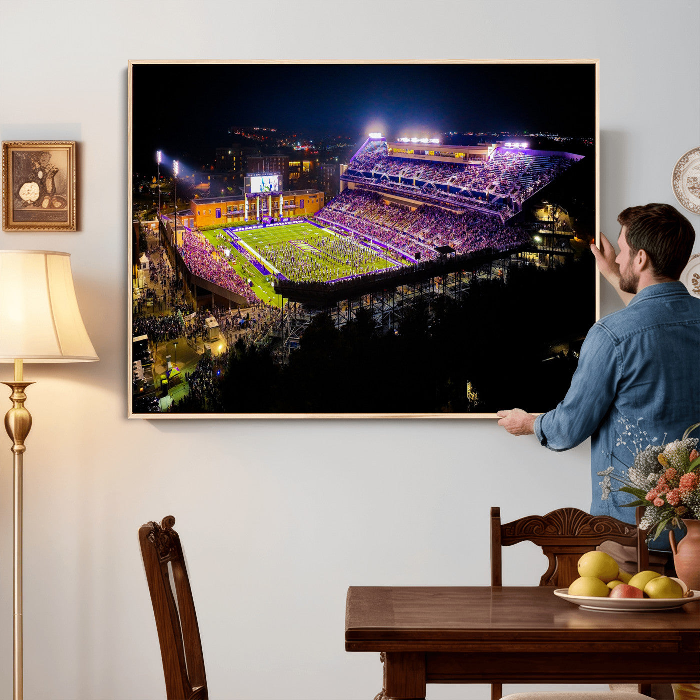 400867JMU2-MGV-CV-36X24 - JMU Stadium Wall Art Canvas Print for Game Room Decor - James Madison University Stadium