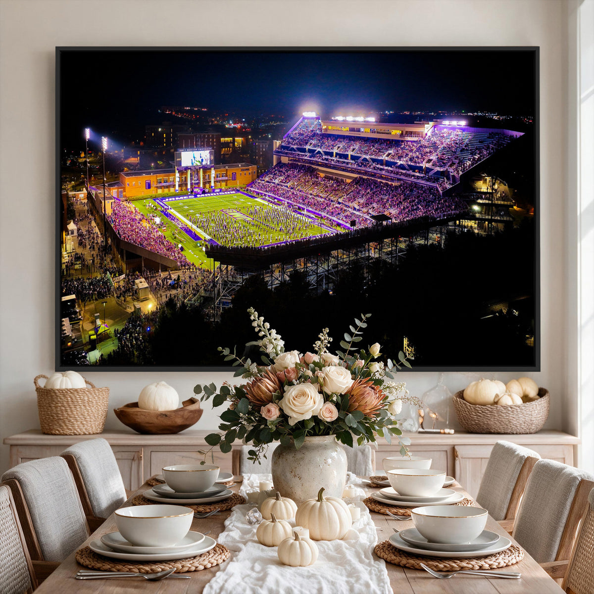 400867JMU2-MGV-CV-36X24 - JMU Stadium Wall Art Canvas Print for Game Room Decor - James Madison University Stadium