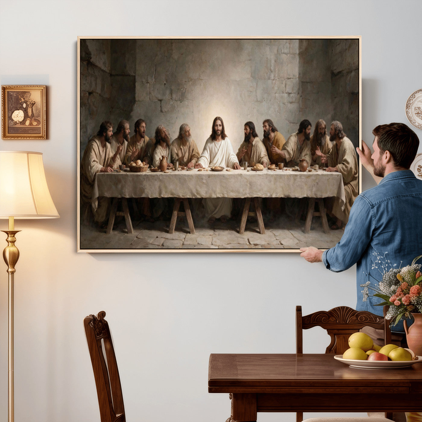 69633087-MGV-CV-36X24 - The Last Supper of Jesus Christ Wall Art Canvas Print - Classical Christian Faith Home Decor
