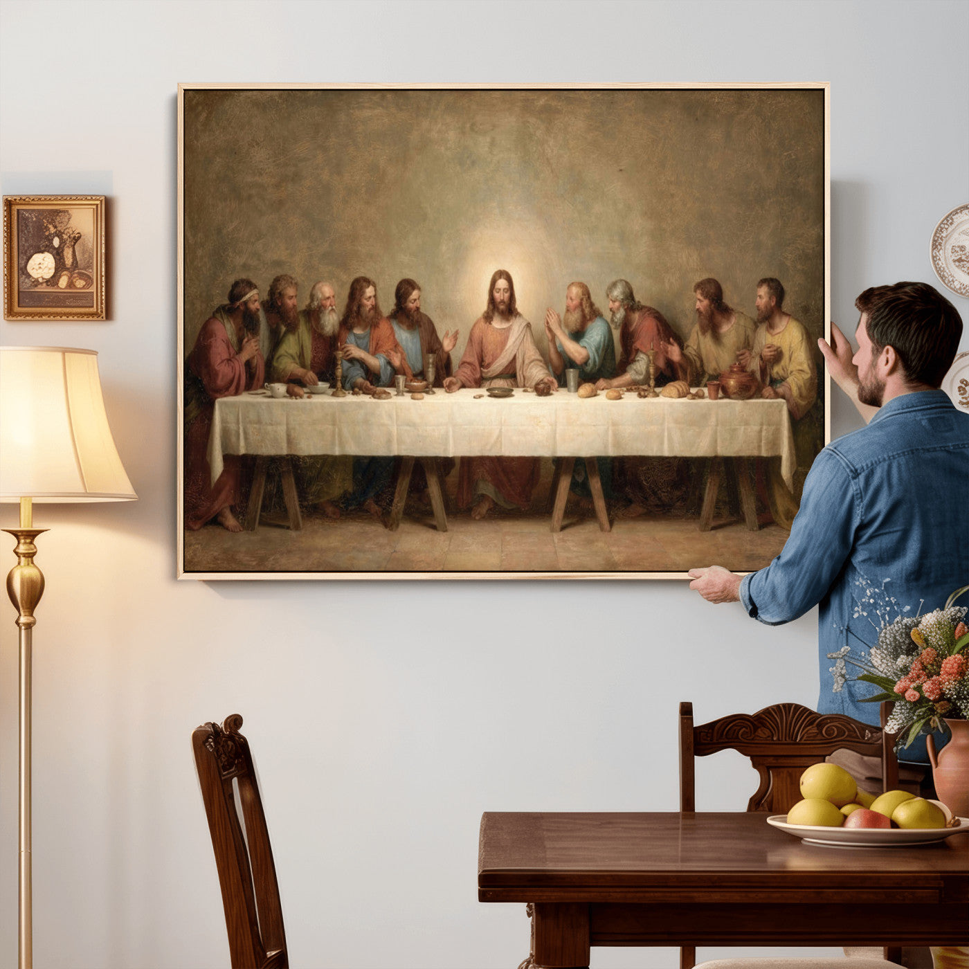 50761248-MGV-CV-36X24 - The Last Supper of Jesus Christ Wall Art Canvas Print - Classical Christian Faith Home Decor