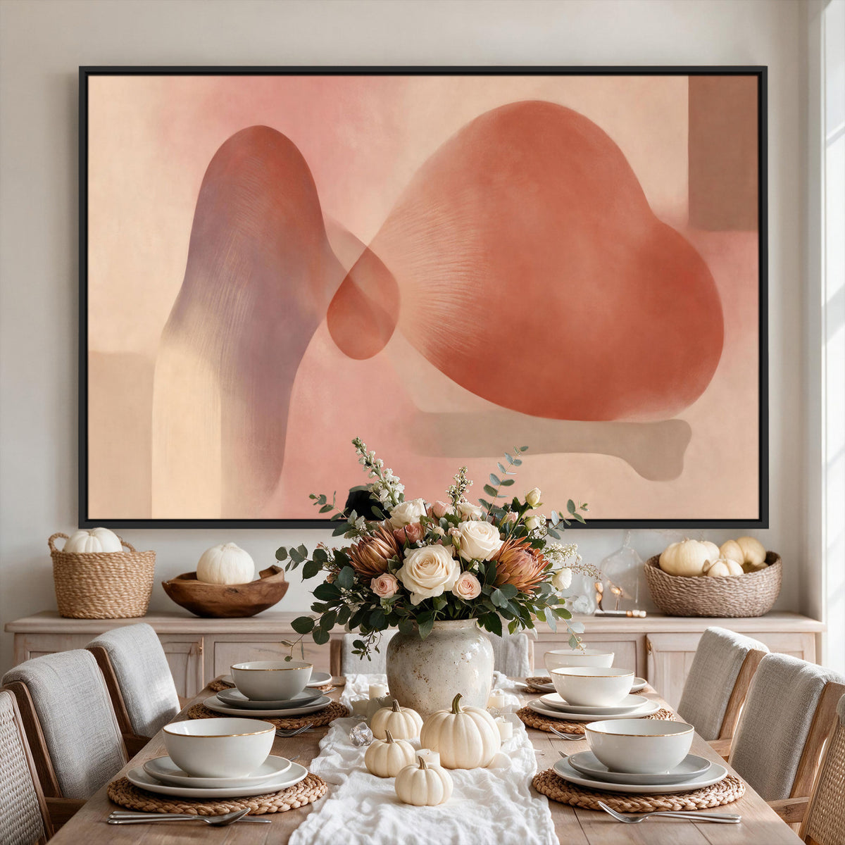 85110643-MGV-CV-36X24 - Vinna Begin Calin Biomorphic Abstract Wall Art Canvas Print, Terracotta Pink Organic Shapes