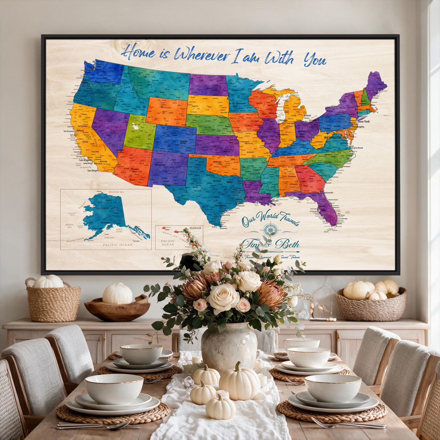 588510355-MGV-CV-36X24 - Personalized USA Push Pin Travel Map – Custom United States Map Wall Art