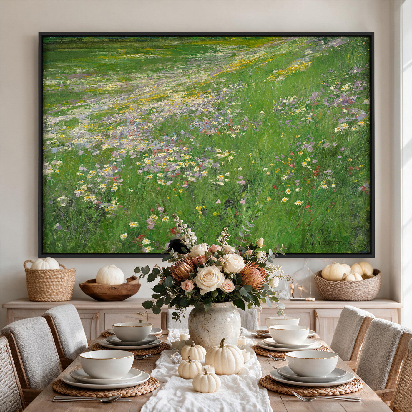 63535040-MGV-CV-36X24 - Alexander Koester Flower Meadow Canvas Wall Art, Vintage Landscape Print