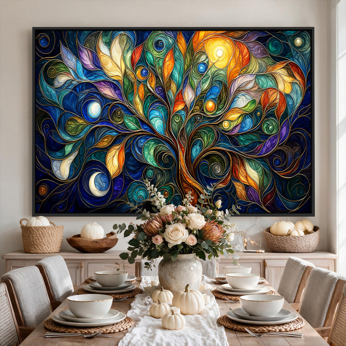 60127105-MGV-CV-36X24 - Psychedelic Tree Of Life Wall Art - Vibrant Swirl Cosmic Nature Decor