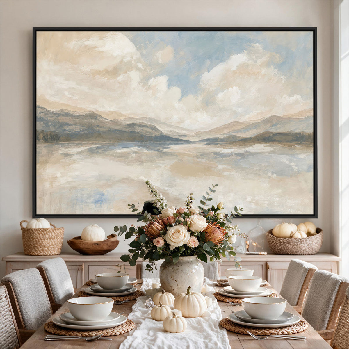 12998065-MGV-CV-36X24 - Serene Mountain and Lake Landscape Canvas Wall Art