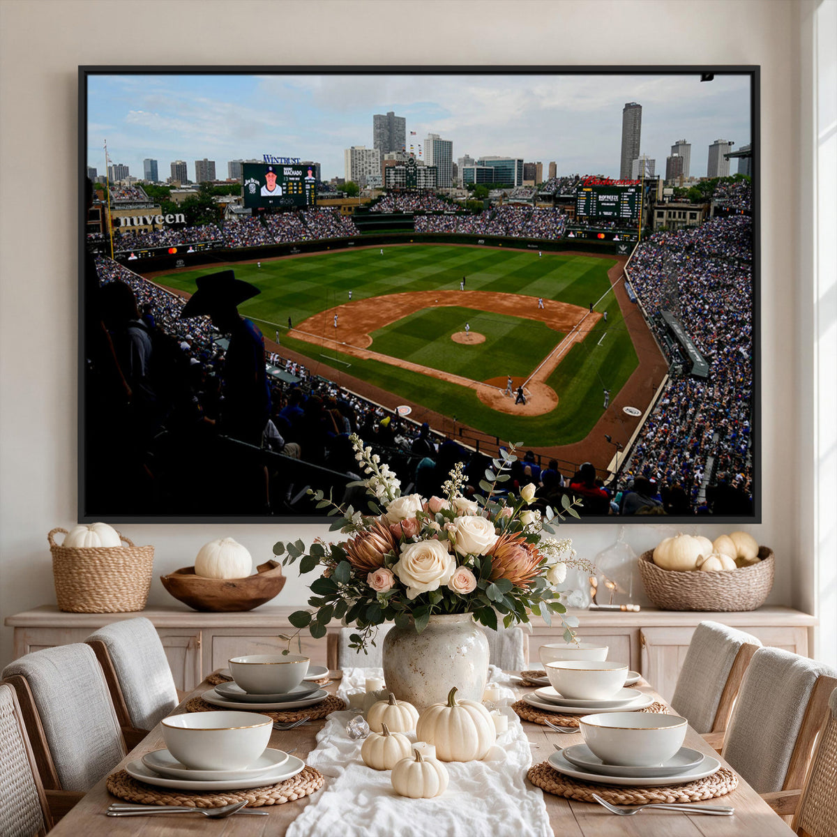 34859D-MGV-CV-36X24 - Chicago Cubs Baseball Team Print - Wrigley Field Stadium