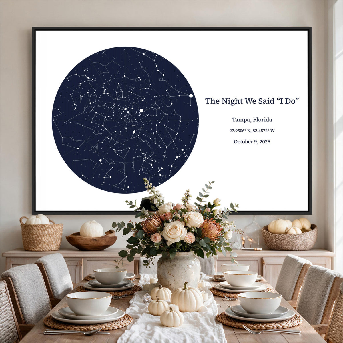 CSTM914STR-MGV-CV-36X24 - Custom Star Map Canvas Print – Personalized Night Sky Wall Art by Date and Location