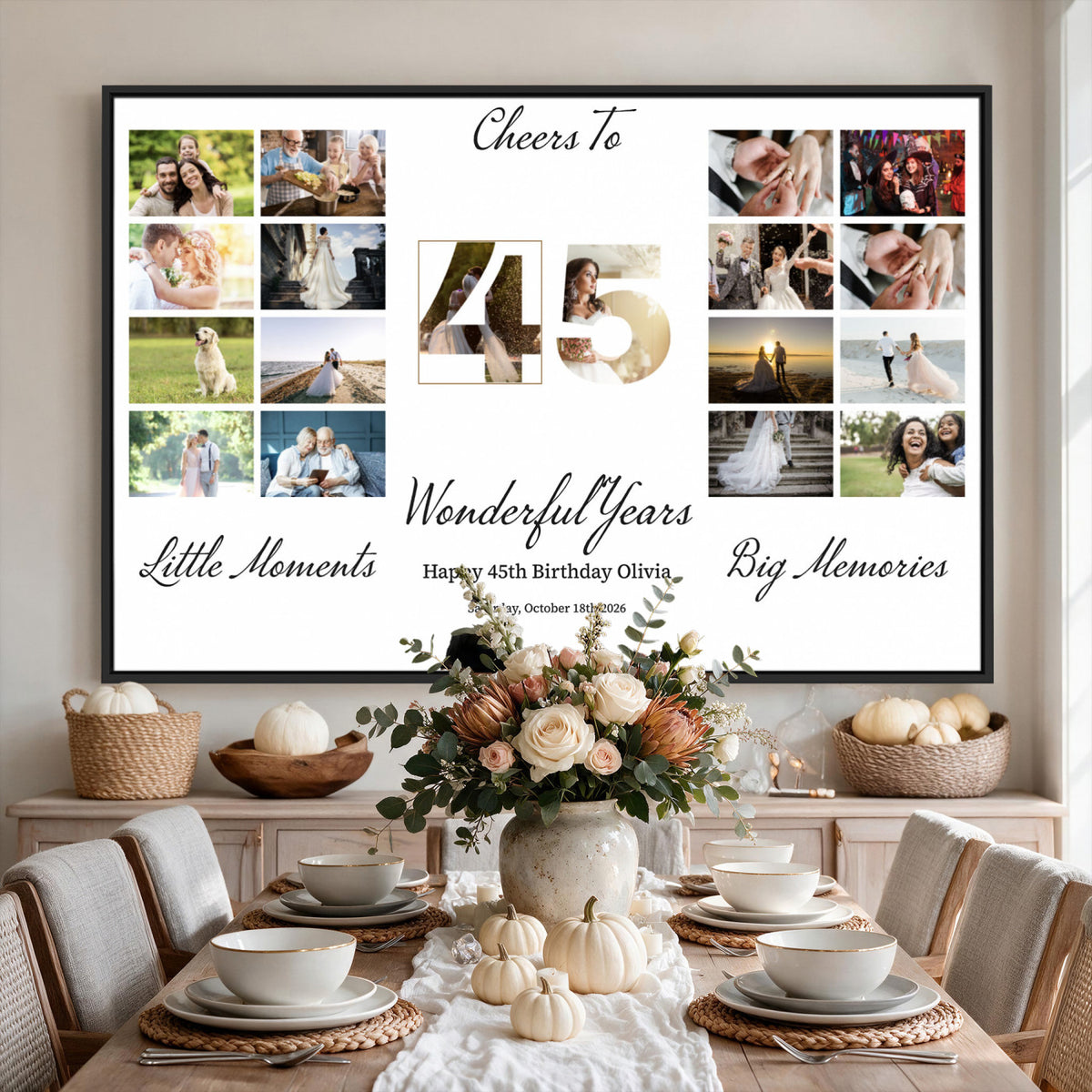 CSTM914CLJ-MGV-CV-36X24 - Moments and Memories Canvas Print – Personalized Birthday Photo Grid Wall Art