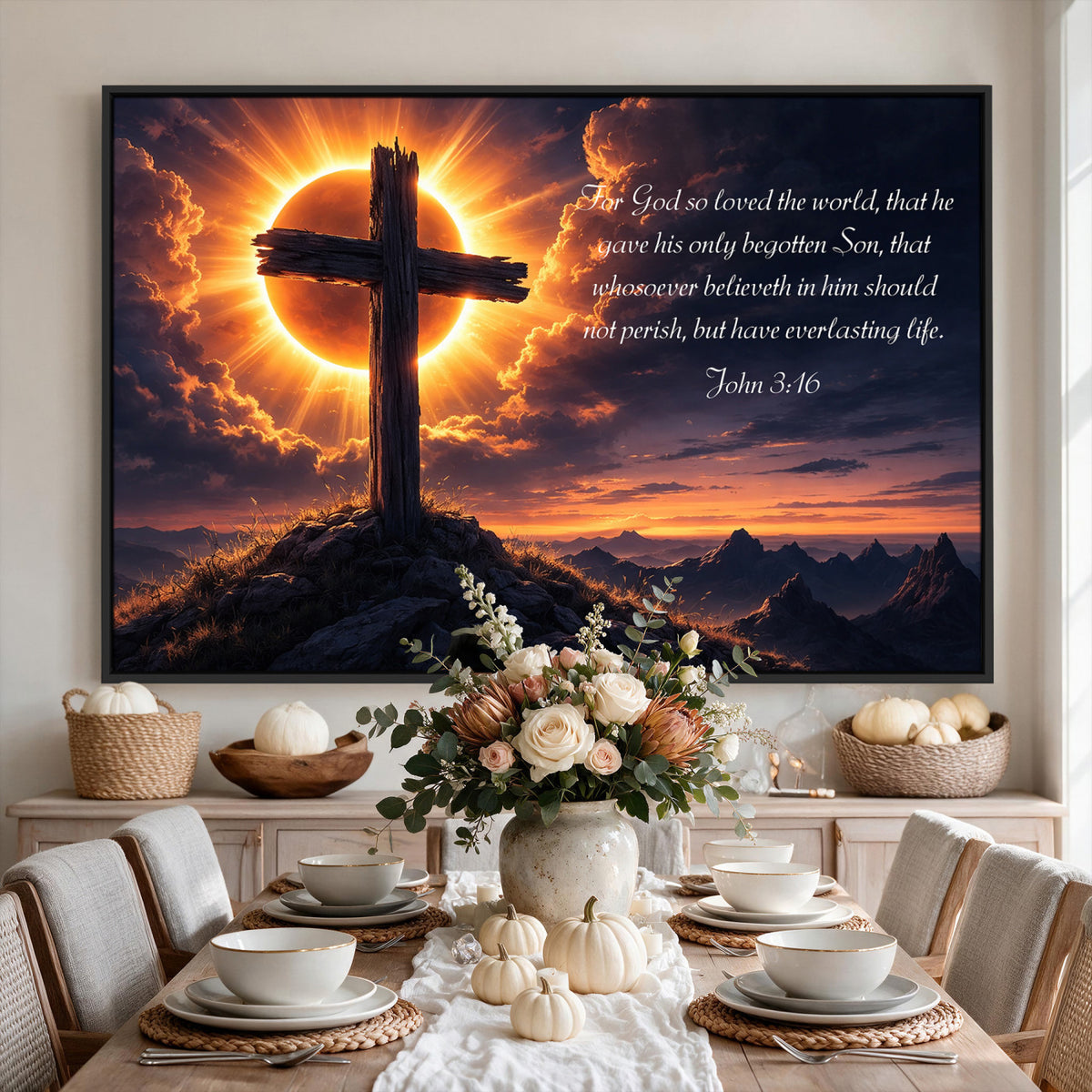 Custom Bible Verse Cross Canvas, Personalized Christian Wall Art