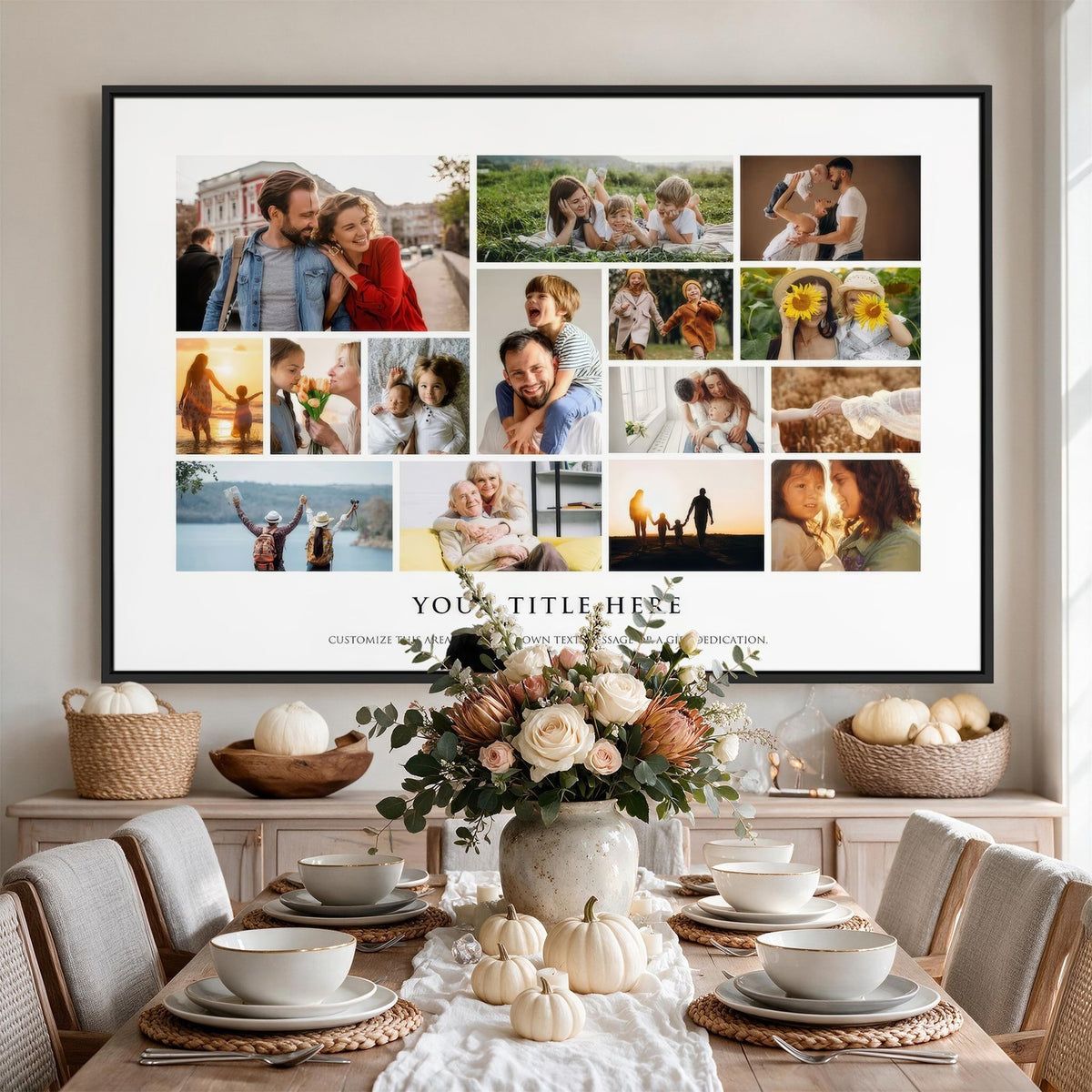 Custom Family Photo Collage Canvas Print, Personalized Gift