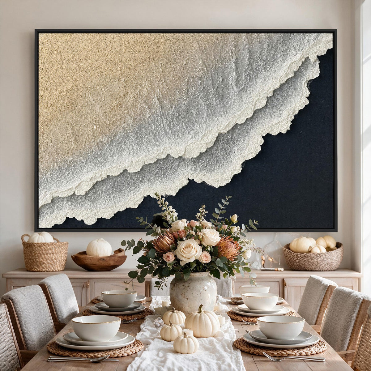 32969959-MGV-CV-24X16 - Abstract Ocean Wave Canvas Wall Art, Coastal Beach Wall Decor for Living Room