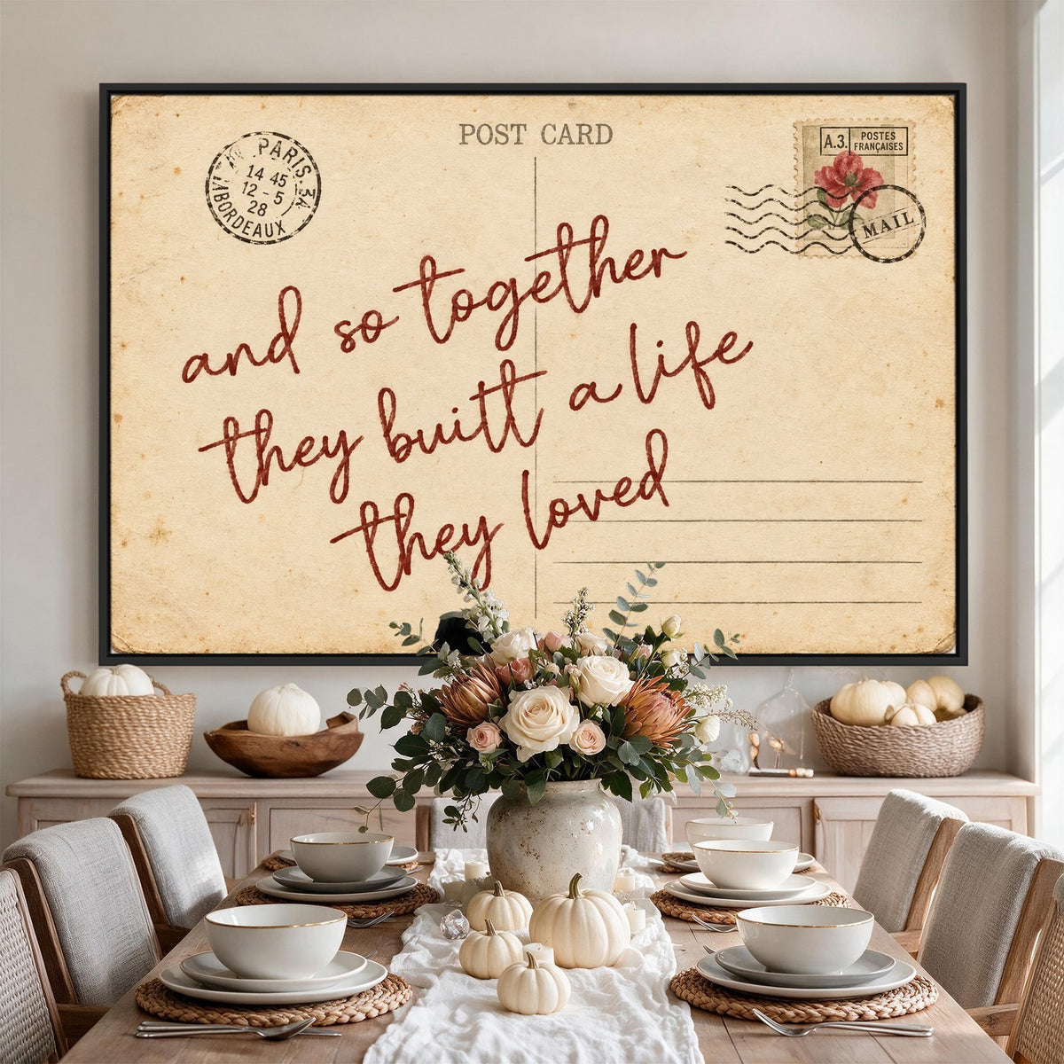 Personalized vintage postcard canvas with custom love note, view 14