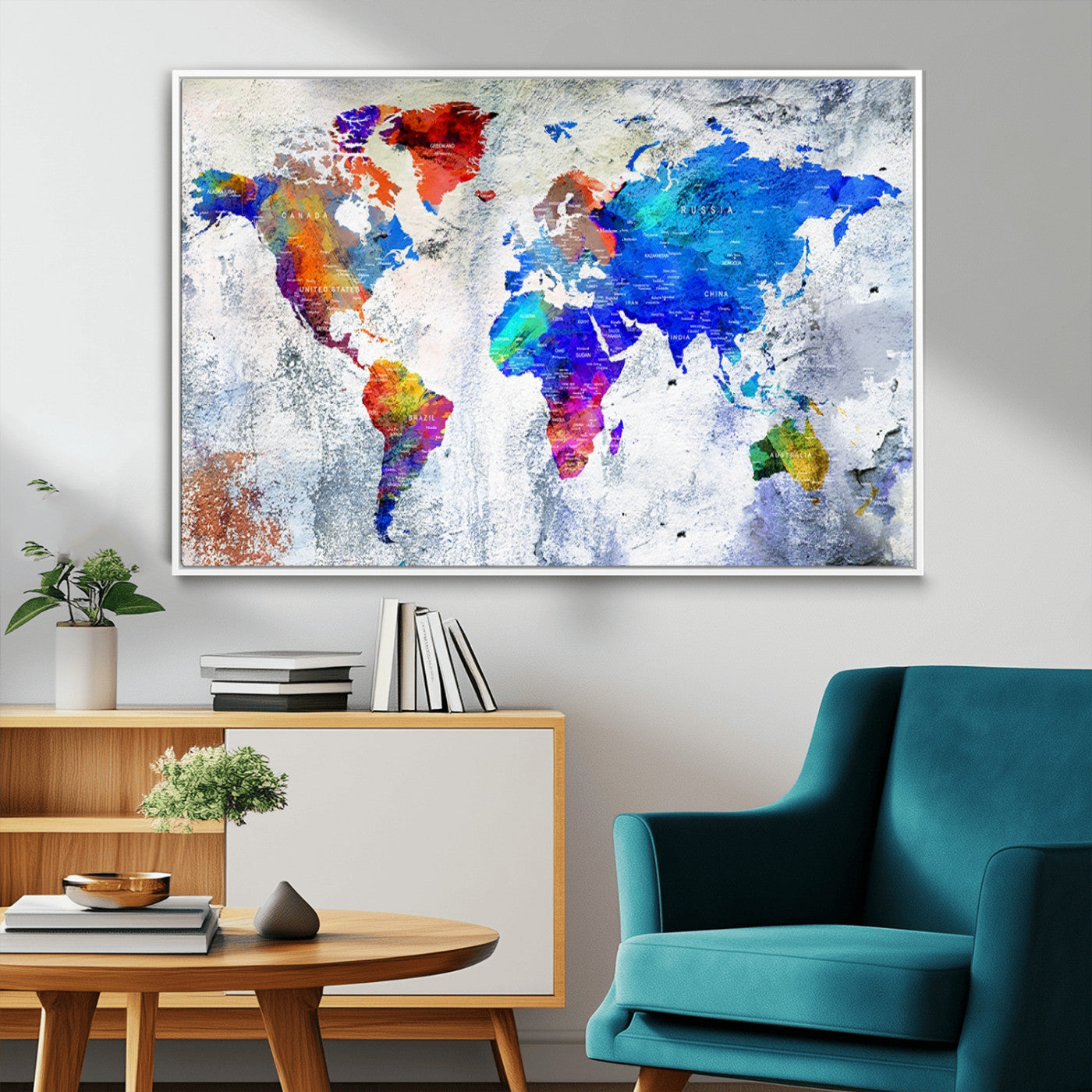 MGV-FC-36X24 - World Map Wall Art Canvas Print for Home and Office Decor