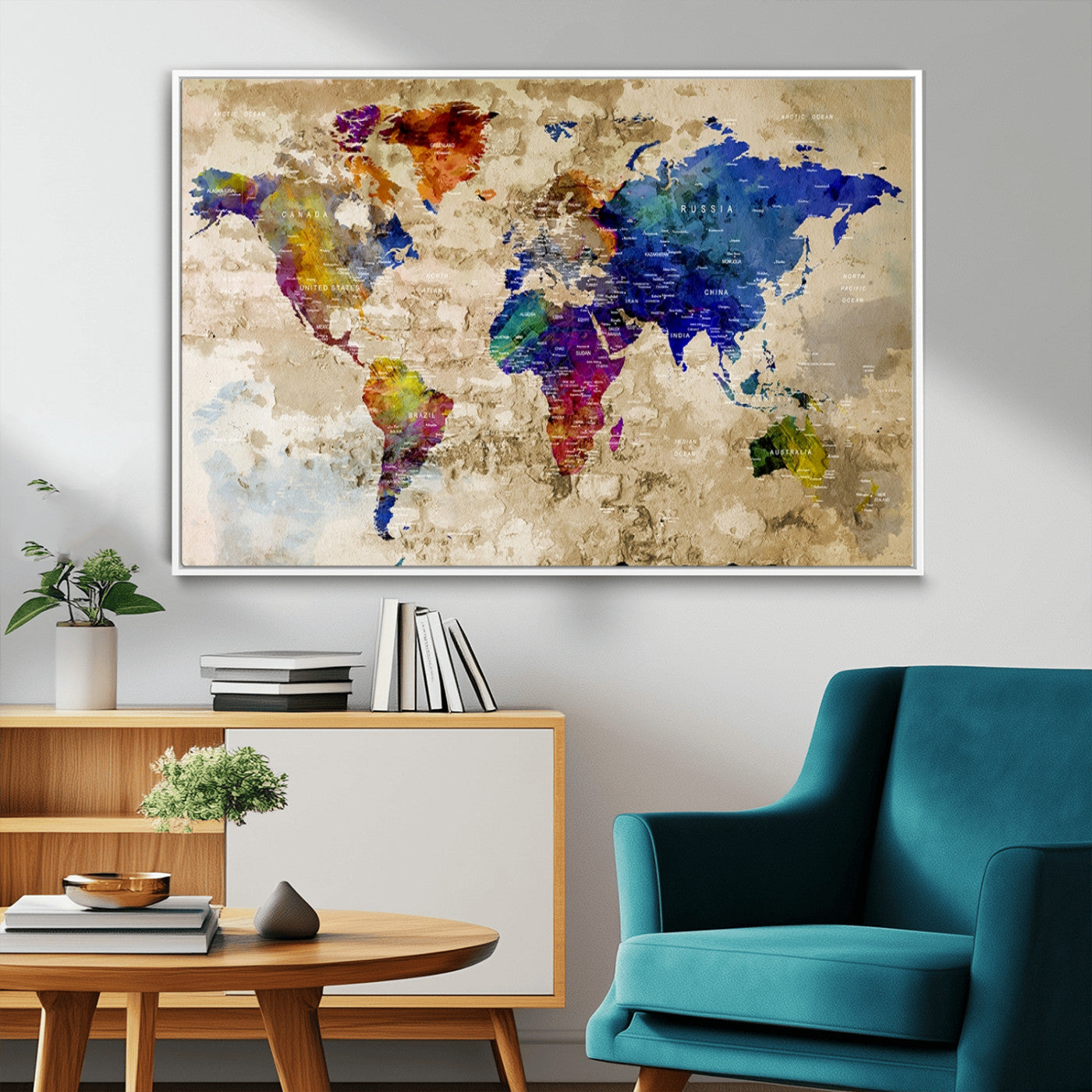 MGV-FC-36X24 - World Map Wall Art Canvas Print for Home and Office Decor