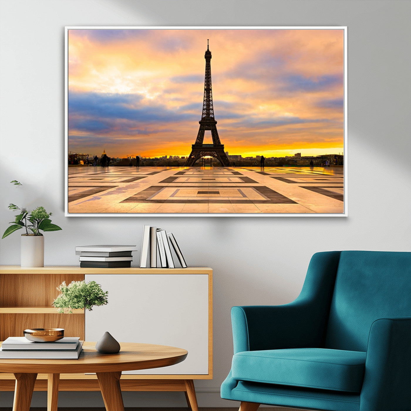 MGV-FC-36X24 - Paris Eiffel Tower Sunset Canvas Wall Art Print - Iconic Landmark Decor with Vibrant Colors