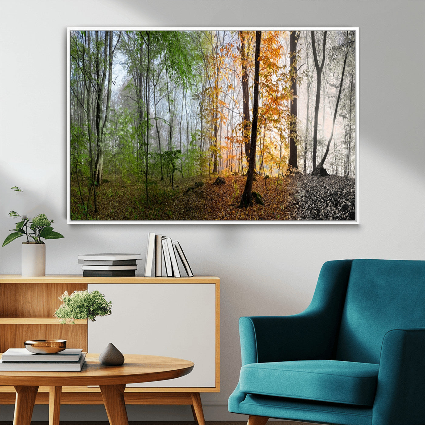 MGV-FC-36X24 - Four Seasons Wall Art Forest Canvas Print – Triptych Seasonal Nature Print – Landscape Decor for