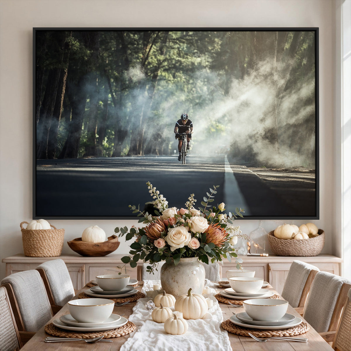 60298-MGV-CV-36X24 - Cycling Road Bike in the Morning, Cycling Road Bike Canvas Print